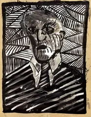Robert Combas, Portrait, 1980, Acryl auf Wellpappe