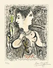 Double Visage by Marc Chagall, 1978, Farblithographie auf Arches-Velin, sold Nov 2009