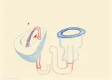 Uwe Lausen, Die lange Leitung, 1968, Farbstift auf Papier
