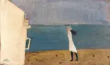 Alexander Camaro, Frau am Meer, Um 1945, Öl auf Holz