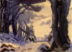 Winterlandschaft by Curt Querner, 1959, Aquarell auf Velin, sold May 2008