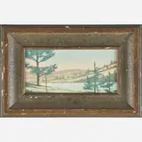Sara Sax for Rookwood Pottery, Winter Scenic Vellum plaque