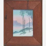 Sallie Coyne for Rookwood Pottery, Winter Scenic Vellum plaque