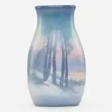 Sallie Coyne for Rookwood Pottery, Small winter Scenic Vellum vase (Uncrazed)