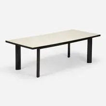 Dining table by Joaquim Tenreiro, c. 1960, ebonized caviuna, laminate, sold Jun 2024