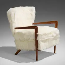 Jean Royere, Rare lounge chair, 1937, oak, fur