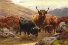 William Watson, Highland cattle at the stream