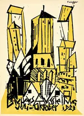 Kirche by Lyonel Feininger, 1923, Farbholzschnitt auf Karton (Postkarte), sold Dec 2007