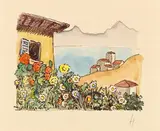 Hermann Hesse, Höhe des Sommers, 1933, Aquarell und Feder in Braun auf leicht genarbtem Papier