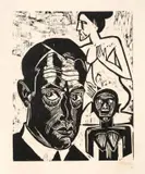 Max Pechstein, Selbstbildnis im Atelier, 1921, Holzschnitt auf Velin