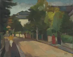 Hermann Teuber, Straßenszene, Um 1926, Öl auf Leinwand
