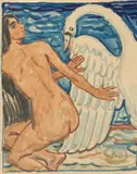 Leda mit Schwan by Christian Rohlfs, 1908, Aquarell über Bleistift auf Papier, sold Sep 2022