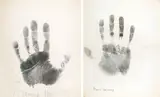 Hans-Peter Feldmann, Handabdruck Aldous Huxley und Marcel Duchamp