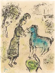 Marc Chagall, Athena und das Pferd, 1974, Farblithografie auf einem Doppelbogen Papier