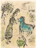 Athena und das Pferd by Marc Chagall, 1974, Farblithografie auf einem Doppelbogen Papier, sold Aug 2020