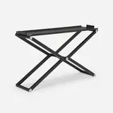 Rena Dumas and Peter Coles, Pippa console, c. 1985, ebonized pearwood, nickel-plated steel