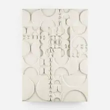 Wall relief by Rut Bryk, c. 1970, glazed ceramic tiles mounted to wooden board, sold Jun 2024