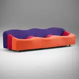 Pierre Paulin, ABCD sofa, 1968, upholstery, chrome-plated steel, rubber, casters