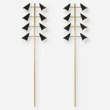 Wall-mounted lamps, pair by Stilnovo, c. 1955, brass, enameled aluminum, sold Jun 2024