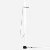 Gino Sarfatti, Floor lamp, model 1074, 1957, chrome-plated steel, enameled cast iron, aluminum, brass