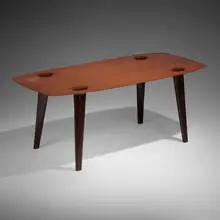 Micarta table by Marc Newson, 2007, linen phenolic composite, aluminum, sold Jun 2024