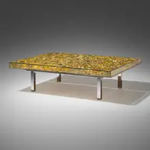 Yves Klein, Table d'Or, 22 karat gold leaf, glass, acrylic, chrome-plated metal, plywood