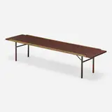 Finn Juhl, Bench, model BO 101, c. 1952, rosewood, brass, patinated steel