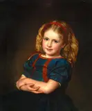 English School, 20th Century, Portrait of a girl, oil on canvas