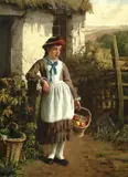 Young girl by cottage door by Johan Seyler, indistinctly signed and dated '1881', oil on canvas, sold May 2016
