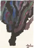 Etel Adnan, Ohne Titel, 2015, Gouache und Tuschpinsel auf Velin