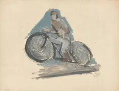 Helmut Kolle, Motorradfahrer, 1925, Öl über Bleistift auf Papier