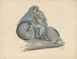 Helmut Kolle, Motorradfahrer, 1925, Öl über Bleistift auf Papier