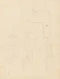 Franz Wilhelm Seiwert, Arbeitergruppe, 1923, Bleistift auf Papier (Rückseite eines Blatts der Zeitschrift Moderne Kunst illustrierte Monatsschrift )
