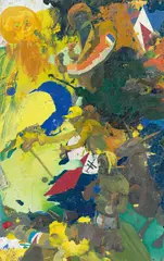 Peter Stauss, Giganten, 2006, Öl und Acryl auf Karton