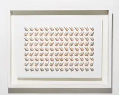 Luis Tomasello, ATMOSPHÈRE CHROMOPLASTIQUE ORANGE, 1970, Acryl auf Holzquadern, jeweils auf Holzplatte geschraubt, in Objektrahmen