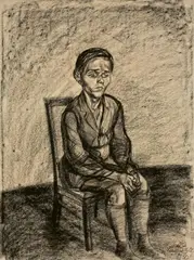 Lea Grundig, Sitzender Knabe, 1930, Kreide auf Papier