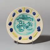 Picador by Pablo Picasso, 1953, Runder Teller, Abdruck in weißem Ton, mit Engobenbemalung, glasiert. ø 22,5 cm (8 ⅞ in.); ceramic, Madoura edition, sold Jun 2017