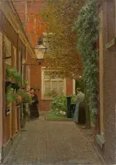 Ernst Oppler, Stiftshof, 1908, Öl auf Leinwand