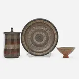 Clyde Burt, Lidded jar, large bowl, and small footed bowl