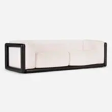 Cornaro 220 sofa by Carlo Scarpa, 1973, lacquered wood, fabric upholstery, sold Jun 2024