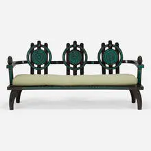 Settee by Ettore Zaccari, c. 1910, carved and lacquered wood, upholstery, sold Jun 2024