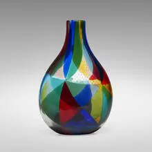 Ercole Barovier, Rare Five-Color Intarsio vase, 1963, fused glass tesserae with controlled air bubbles