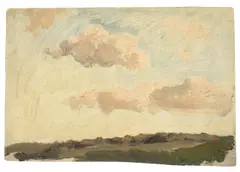 Bernhard Fries, Wolkenstudie, Öl auf Karton