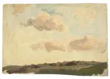 Wolkenstudie by Bernhard Fries, Öl auf Karton, sold Nov 2017