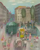 Kurt Mühlenhaupt, Berlin Chamissoplatz, 1977, Öl auf Leinwand