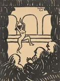 Fritz Bleyl, Im Theater, 1920, Tusche auf Bütten