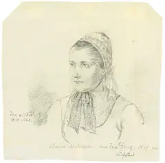Bauernmädchen aus Hof bei Kassel by Ludwig Emil Grimm, 1815, Bleistift auf dünnem Papier, sold May 2018