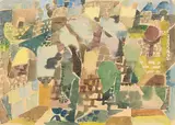 Eduard Bargheer, Bewachsene Terrassen, 1952, Aquarell über Bleistift auf Japanbütten