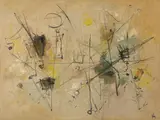 Rolf Cavael, Ohne Titel, 1957, Öl auf Karton, auf Karton aufgezogen
