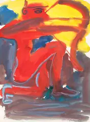 Bogenschütze by Rainer Fetting, 1983, Aquarell und Deckweiß auf Papier, sold Dec 2016